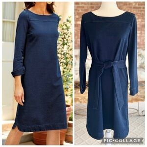 Soft Surroundings Deja Vu Dress Belted Knit Blue Stretch M Knee Length Casual